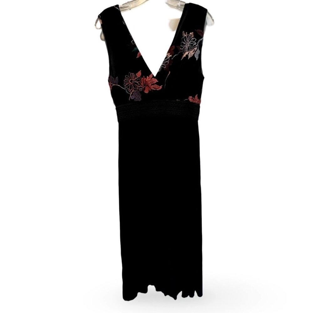Lapis Black Floral V Neckline Midi/Maxi Dress *NWOT